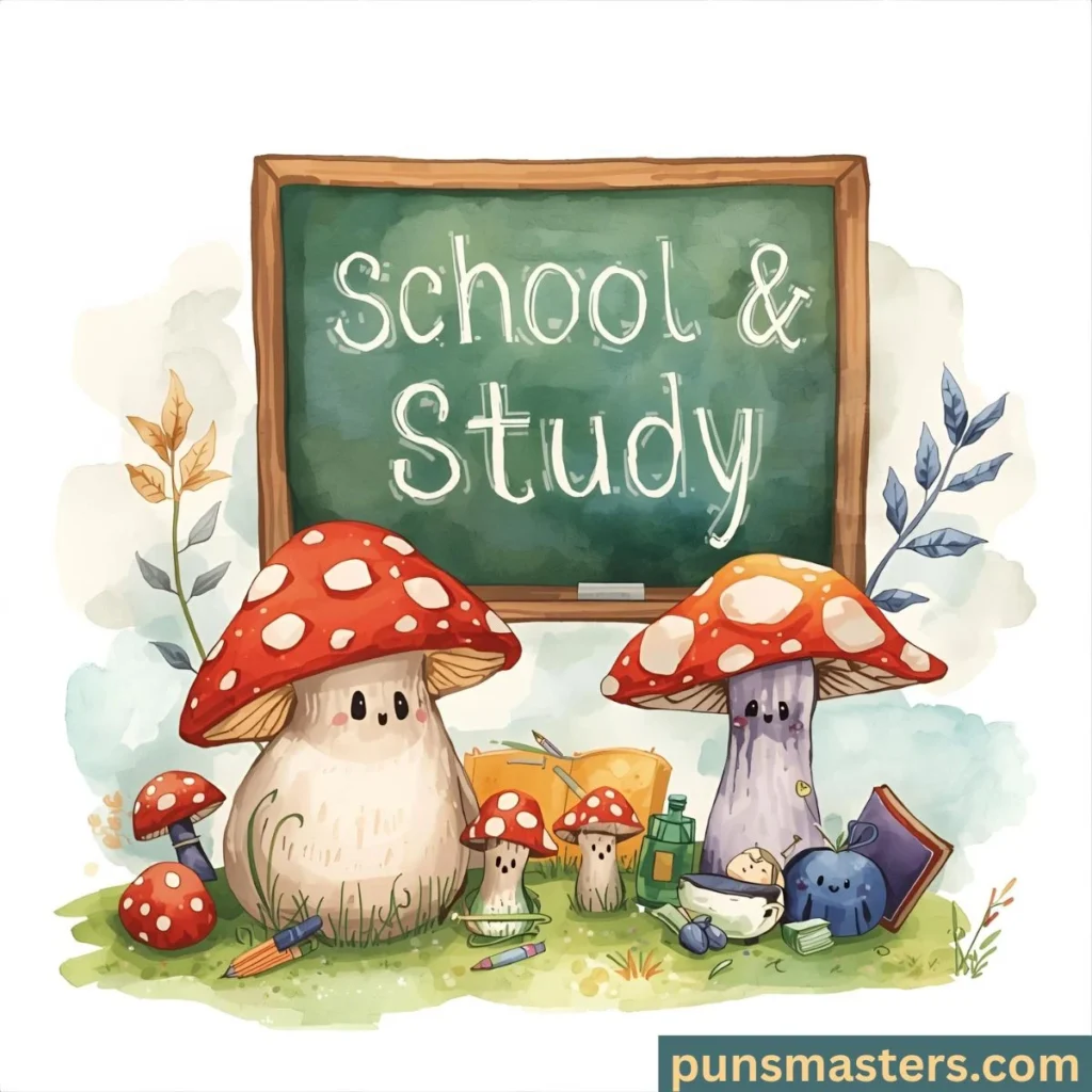 School & Study Mushroom Puns
